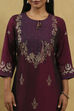 Wine Polyester Blend Printed Straight Kurta image number 1