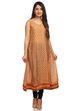 Beige Flared Poly Chanderi Kurta image number 5