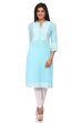 Sky Blue Cotton Straight Kurta image number 0