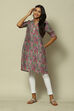 Grey LIVA Straight Printed Kurta image number 0