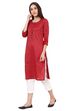Red Straight Cotton Kurta image number 5