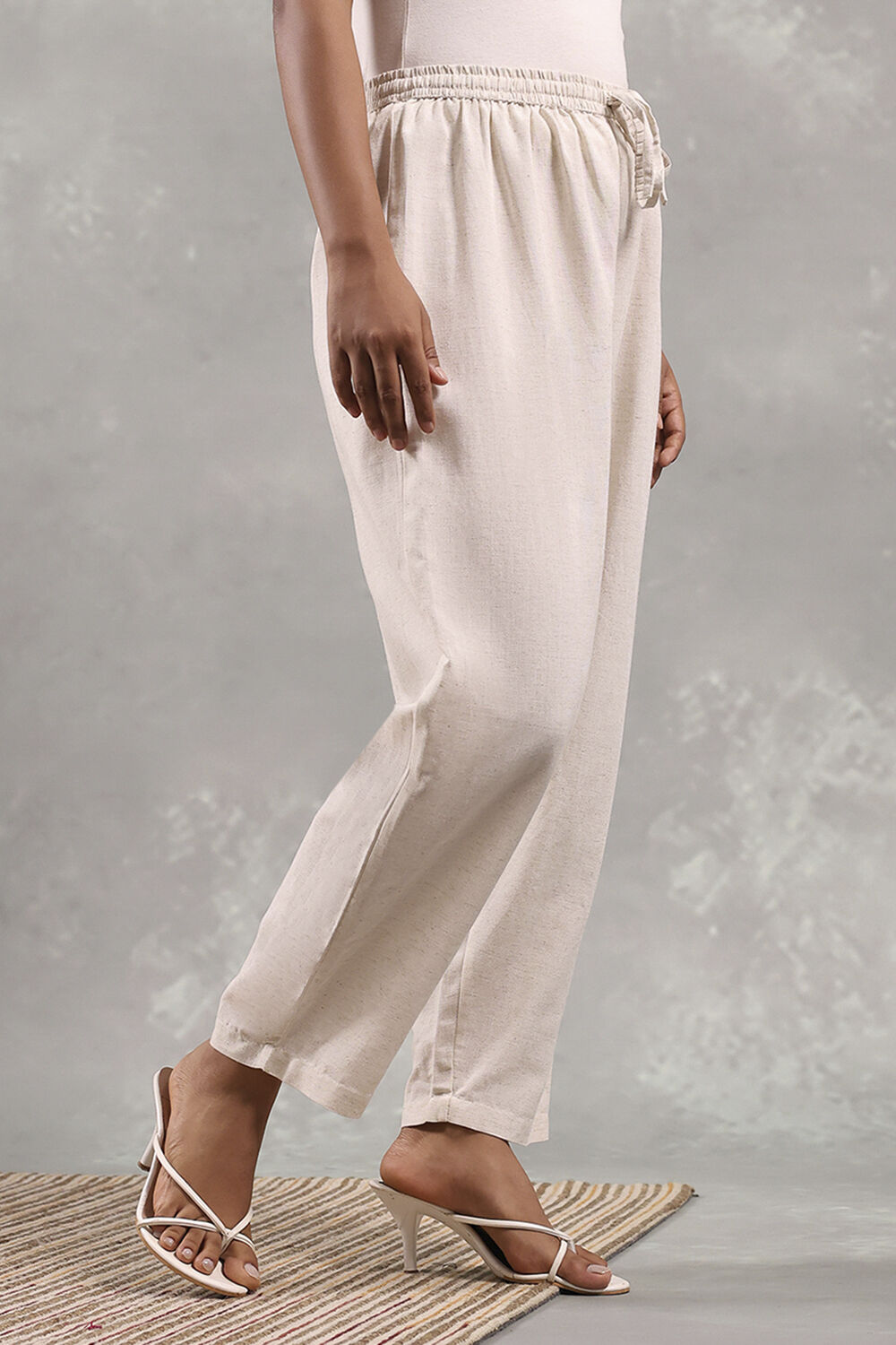 Natural Rayon Blend Solid Straight Pants image number 3