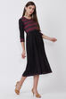 Black Viscose Rayon Flared Dress image number 3