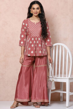 Onion Pink Art Silk Sharara Set image number 6