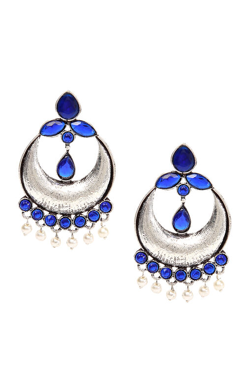 Blue Metal Brass Earrings image number 1