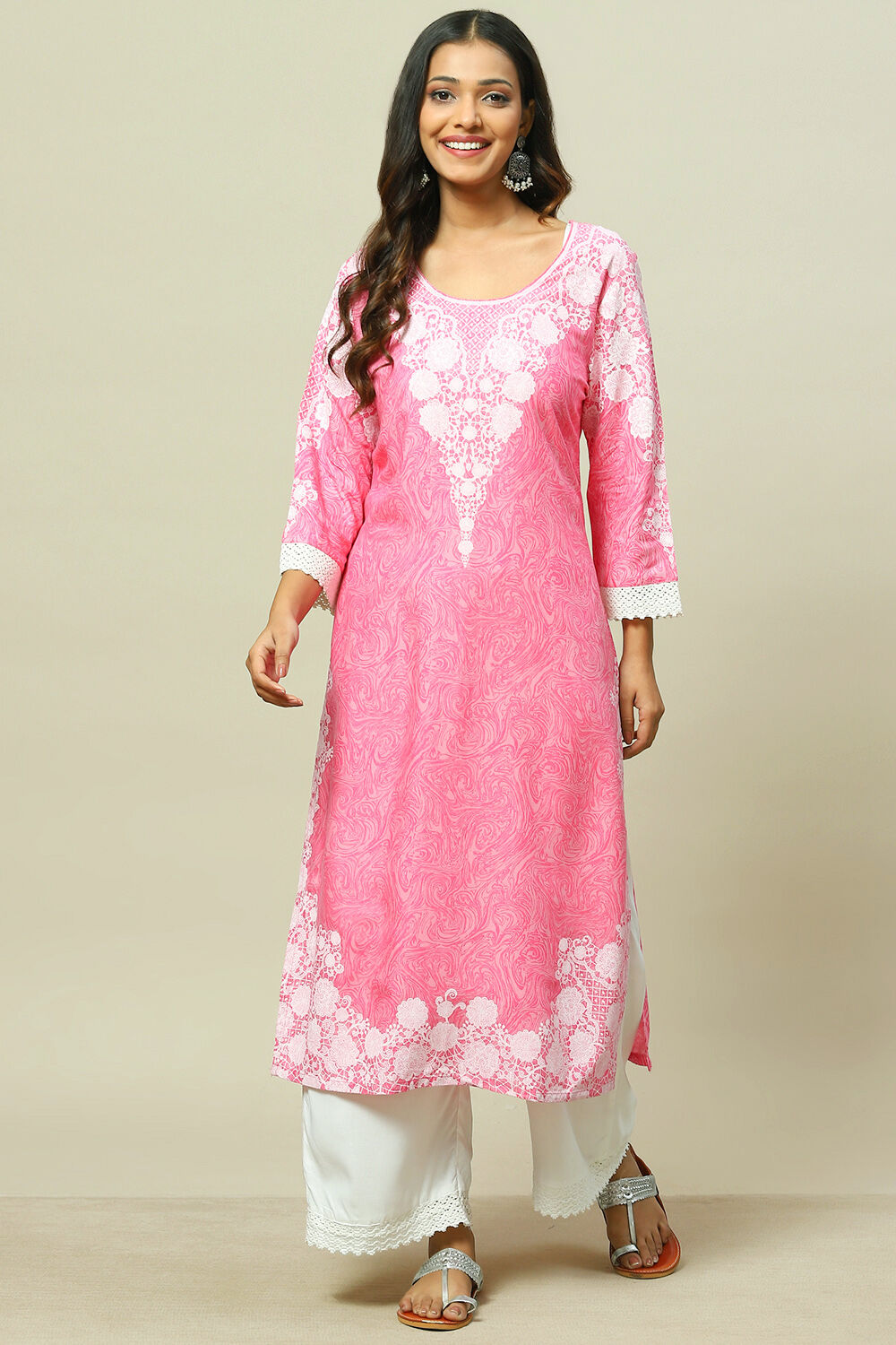 Purple LIVA Straight Kurta image number 5