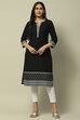 Black Cotton Staight Kurta image number 5