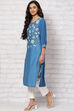 Indigo LIVA Straight Kurta image number 2