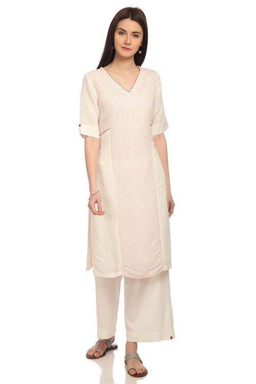 Ecru Straight Cotton Kurta image number 0