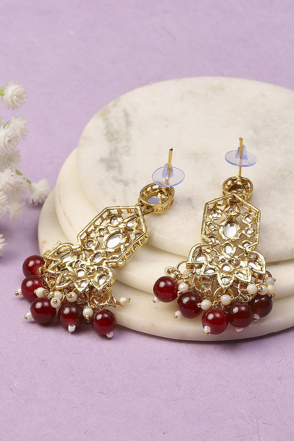 Red Oxidised Alloy Earrings image number 2