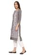 Grey Straight Cotton Kurta image number 4