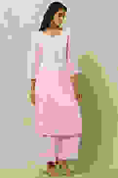 Pink Embroidered Straight Kurta image number 0