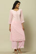 Pink Embroidered Straight Kurta image number 0