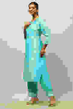 Blue Viscose Blend Printed Straight Kurta image number 2