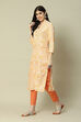 Yellow LIVA Straight Printed Kurta image number 2