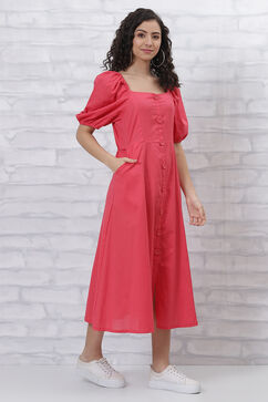 Coral Cotton Midi Dress image number 0