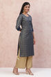 Indigo Art Silk Straight kurta image number 3