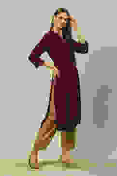 Purple LIVA Straight Printed Kurta image number 3