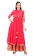 Pink Flared Viscose Kurta image number 0