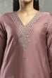 Rose Pink Viscose Blend Solid Straight Kurta Pants Set image number 1