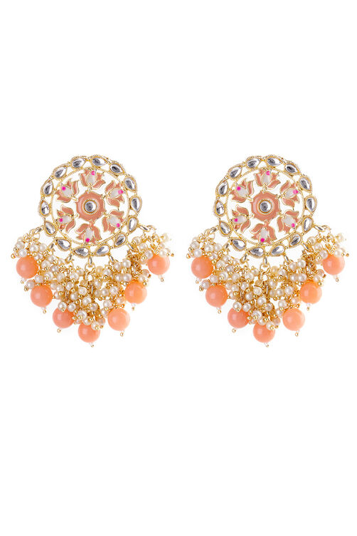 Peach Metal Brass Earrings image number 2
