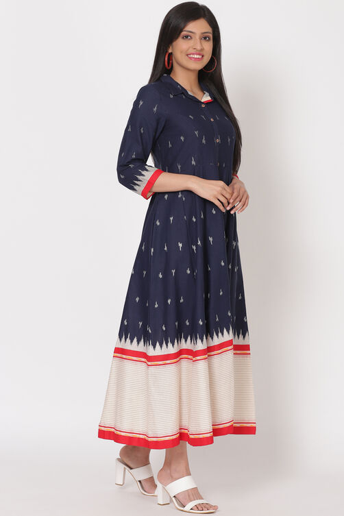 Navy Blue Cotton Flex Dress image number 0