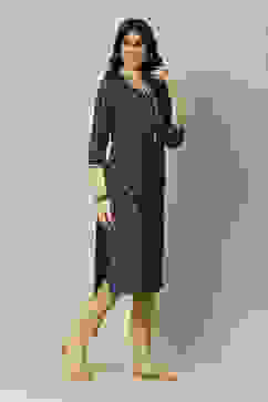 Blue LIVA Straight Printed Kurta image number 3