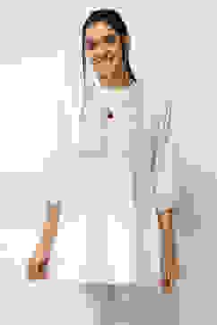 White Cotton Printed Straight Top image number 5