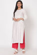 Off White Viscose Straight Kurta image number 0