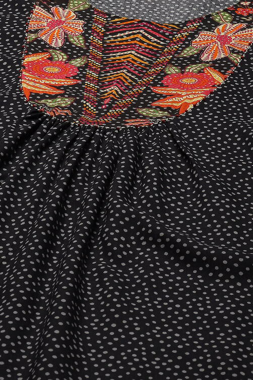 Black Viscose Straight Printed Dress image number 1