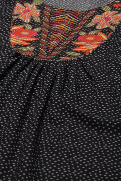 Black LIVA Straight Printed Dress image number 1