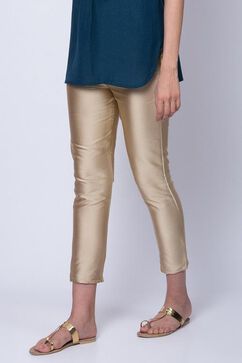 Gold Poly Cotton Slim Pants image number 2