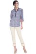 Beige Cotton Slim Pants image number 4