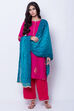 Turquoise Cotton Dupatta image number 0