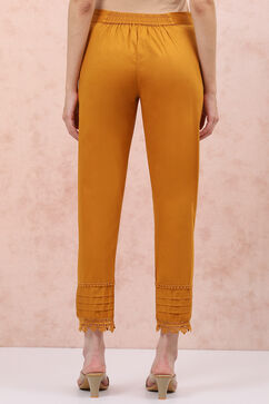 Mustard Art Silk Slim Pants image number 4