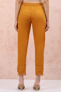 Mustard Art Silk Slim Pants image number 4