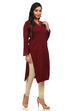 Maroon Straight Cotton Kurta image number 2
