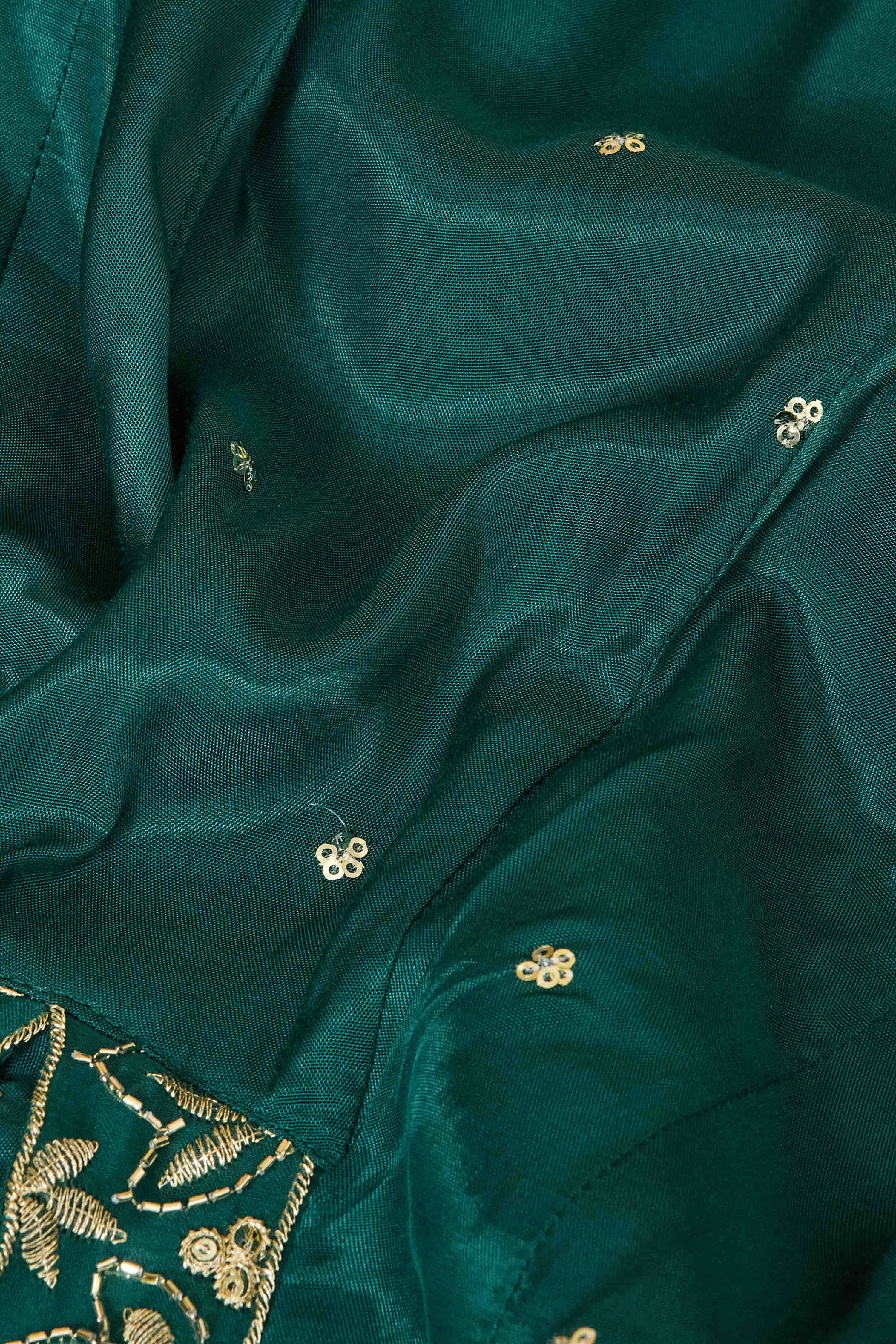 Green Viscose Rayon Kalidar Solid Suit Set image number 3