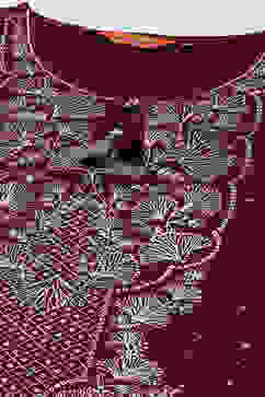 Maroon Poly Viscose Straight Printed Kurta image number 1