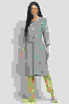 Blue Printed Straight Kurta image number 5