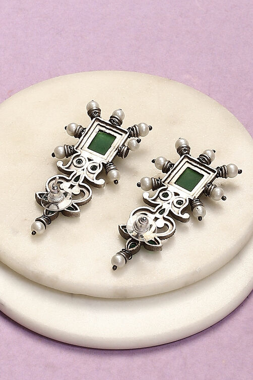 Green Brass Earrings image number 2