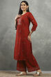 Rust Viscose Straight Kurta Pants Set image number 3