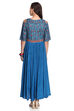 Teal Blue Flared Viscose Dress image number 5