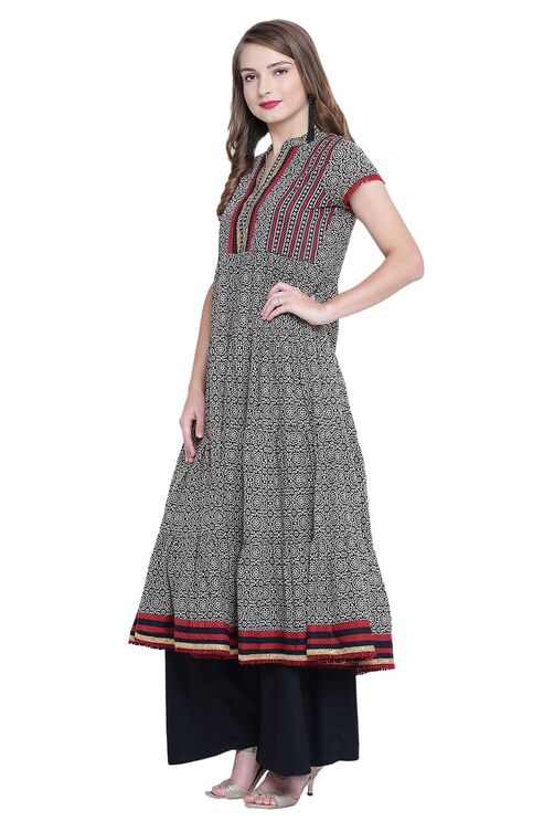 Rangriti Beige Kalidar Cotton Kurta image number 2