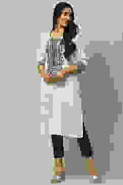 Ecru Rayon Staight Kurta image number 0