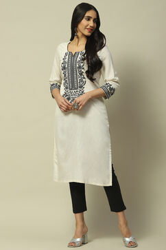 Ecru Rayon Staight Kurta image number 0