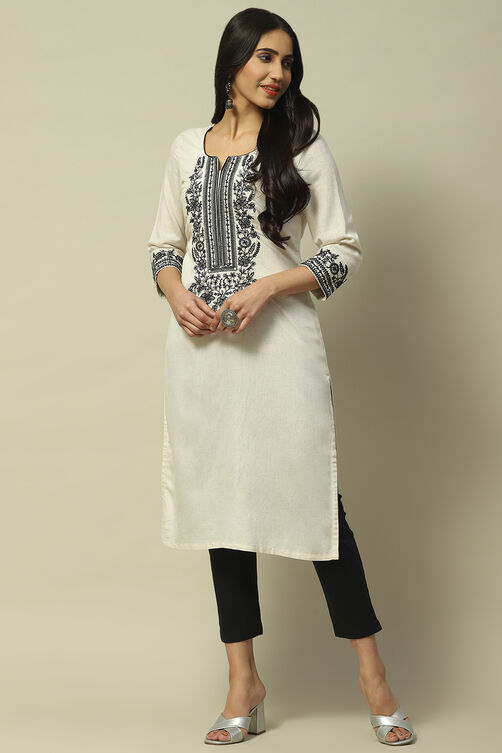 Ecru Rayon Staight Kurta image number 0