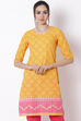 Yellow Cotton Straight Kurta image number 0
