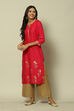 Blue LIVA Straight Printed Kurta image number 2