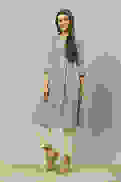 Grey Polyester Straight Printed Kurta image number 0